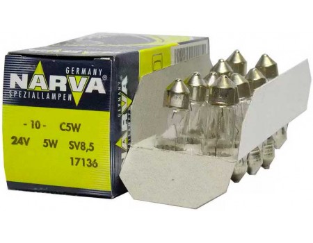 Лампа Narva Standart C5W 24v 36мм софитная 17136