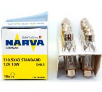 Лампа Narva Standart C10W 12v 43мм софитная 17314