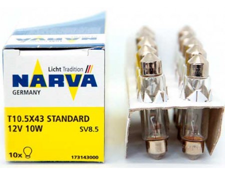 Лампа Narva Standart C10W 12v 43мм софитная 17314