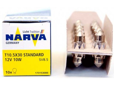 Лампа Narva Standart C10W 12v 30мм софитная 17315