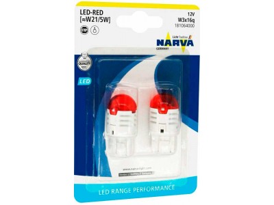 Светодиодная лампа Narva Range Performance LED W21/5W 12v красная 18106