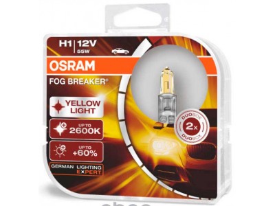 Галогенные лампы Osram Fog Breaker H1 12v 55w 62150FBR-HCB