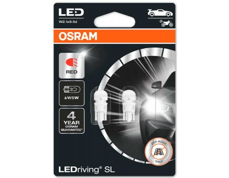 Светодиодная лампа OSRAM LEDriving - Standart SL W5W 12v красная 2825drp02b