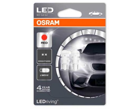 Светодиодная лампа OSRAM LEDriving - Standart W5W 12v красная 2880R-02B
