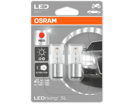 Светодиодная лампа OSRAM LEDriving - Standart SL P21/5W 12v красная 1458R-02B
