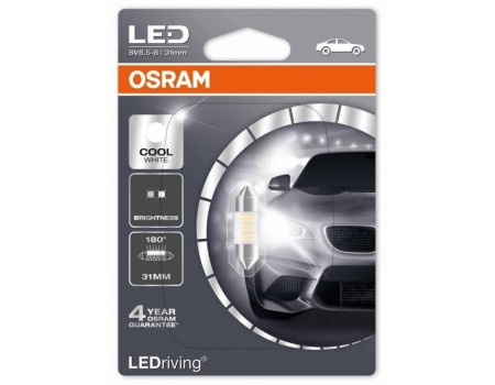 Светодиодная лампа Osram C5W софитная 31мм Standart LED  6000K 12v белая 6431CW-01B