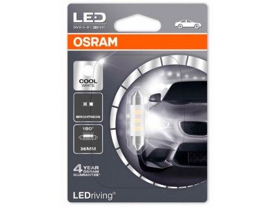 Светодиодная лампа Osram C5W софитная 36мм Standart LED  6000K 12v белая 6436CW-01B