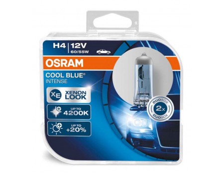 Галогенные лампы Osram Cool Blue Intense H4 12v 60/55w 64193cbiduobox