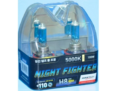 Галогенные лампы Avantech Night Fighter +110% H8 12v 35w 5000k ab5008