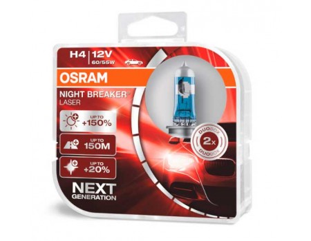 Галогенные лампы Osram Night Breaker Laser +150% Next Generation H4 12v 60/55w 64193nl-hcb