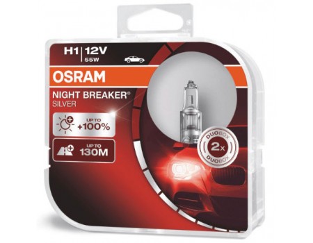 Галогенные лампы Osram Night Breaker Silver +100% H1 12v 55w 64150nbshcb