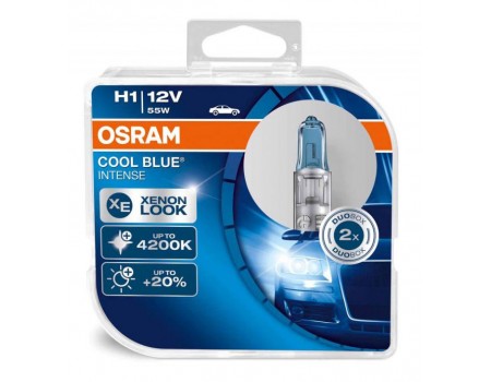 Галогенные лампы Osram Cool Blue Intense H1 12v 55w 64150cbiduobox