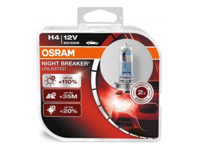 Галогенные лампы Osram Night Breaker Unlimited +110% H4 12v 60/55w 64193nbuduobox