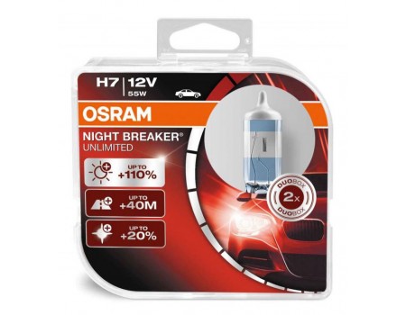 Галогенные лампы Osram Night Breaker Unlimited +110% H7 12v 55w 64210nbuduobox