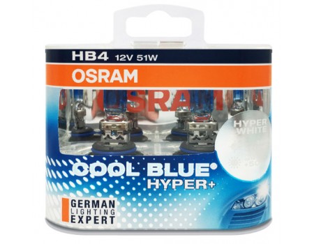 Галогенные лампы Osram Cool Blue Hyper+ HB4 12v 51w 69006cbh+duobox