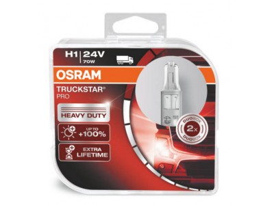 Галогенные лампы Osram Truckstar Pro +100% H1 24v 70w 64155tspduobox