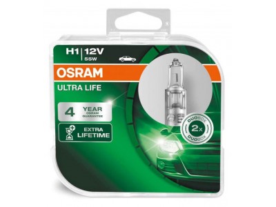 Галогенные лампы Osram Ultra Life H1 12v 55w 64150ultduobox