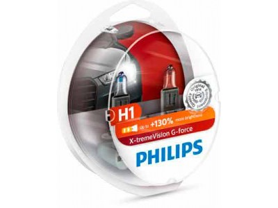 Галогенные лампы Philips Xtreme Vision G-force +130% H1 12v 55w 12258xvgs2