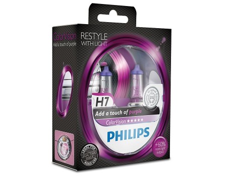 Галогенные лампы Philips Color Vision (фиолетовые) H7 12v 55w 12972cvpps2