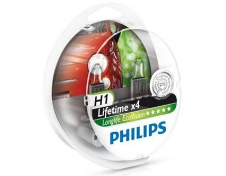 Галогенные лампы Philips Long Life Eco Vision H1 12v 55w 12258llecos2
