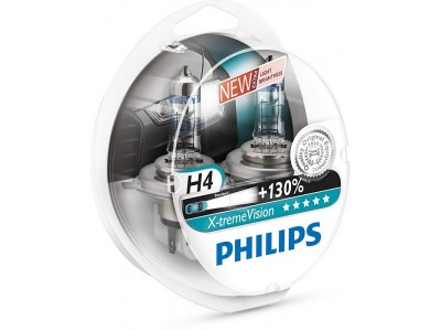 Галогенные лампы Philips Xtreme Vision +130% H4 12v 60/55w 12342xv+s2