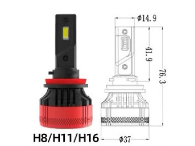 Светодиодные лампы F5 H8/ H9/ H11/ H16 55w, 10000 Lum, 6000K, G-XP x3 Chip, DC 9-32V, с обманкой