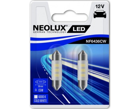 Светодиодная лампа Neolux C5W софитная 36мм LED Interior 6000K 12v белая NF6436CW-02B