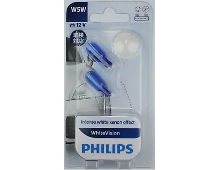 Лампа Philips W5W White Vision 12v 5w 12961whv